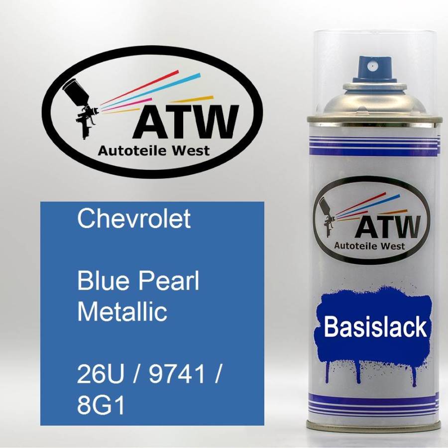 Chevrolet, Blue Pearl Metallic, 26U / 9741 / 8G1: 400ml Sprühdose, von ATW Autoteile West.